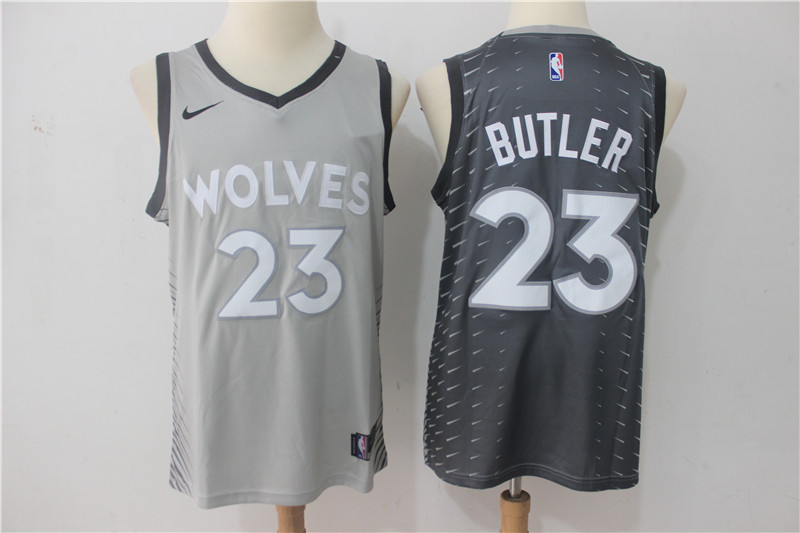 Men Minnesota Timberwolves 23 Butler Grey Game Nike NBA Jerseys